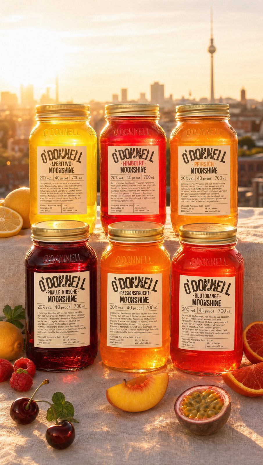 O'Donnell Moonshine six-jar flavour lineup